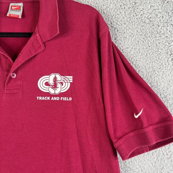 Nike Polo Shirt Mens Medium Dri Fit Red Track and Field University Swoosh - Picture 2 of 10